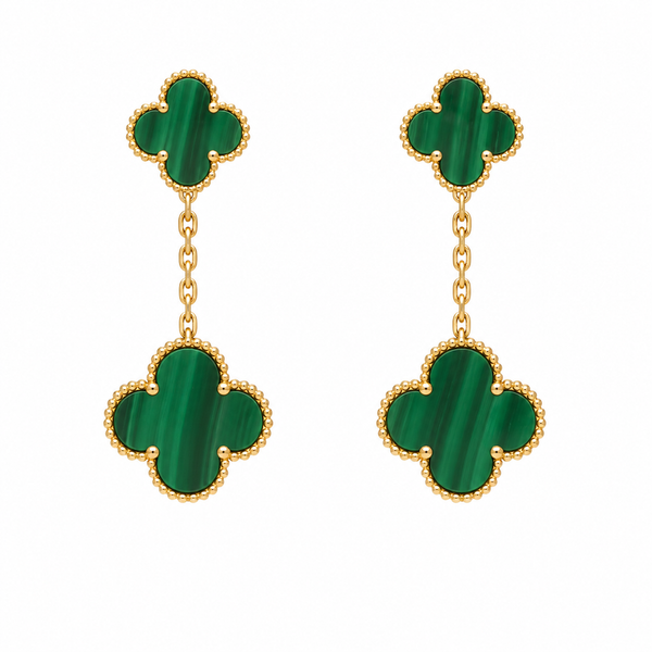 Emerald Clover Drop Earrings