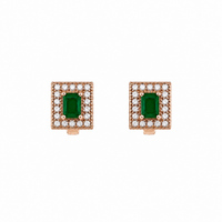 Emerald Halo Stud Earrings