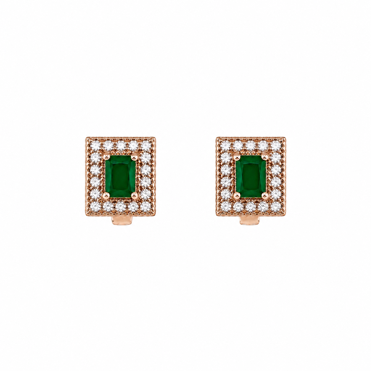 Emerald Halo Stud Earrings