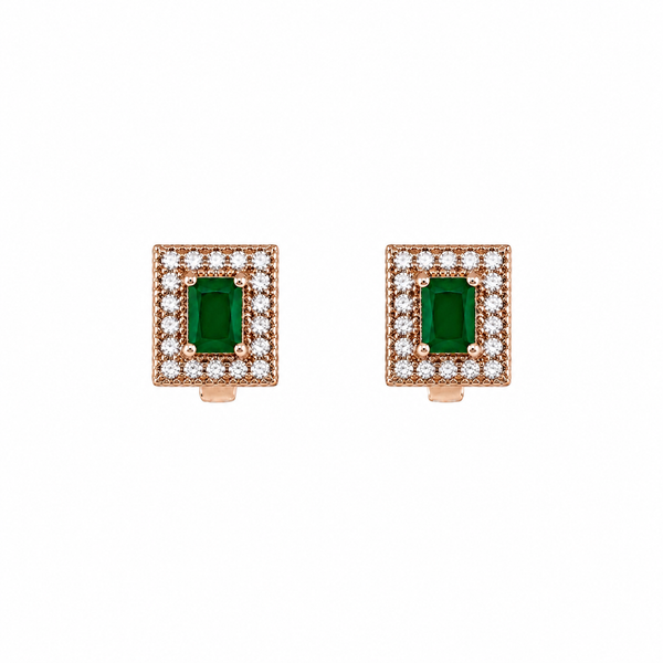Emerald Halo Stud Earrings