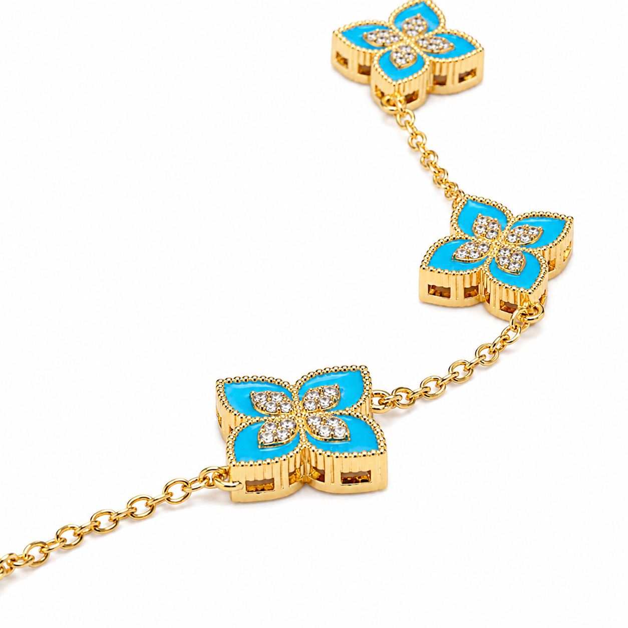 Luxe Blue Clover Necklace