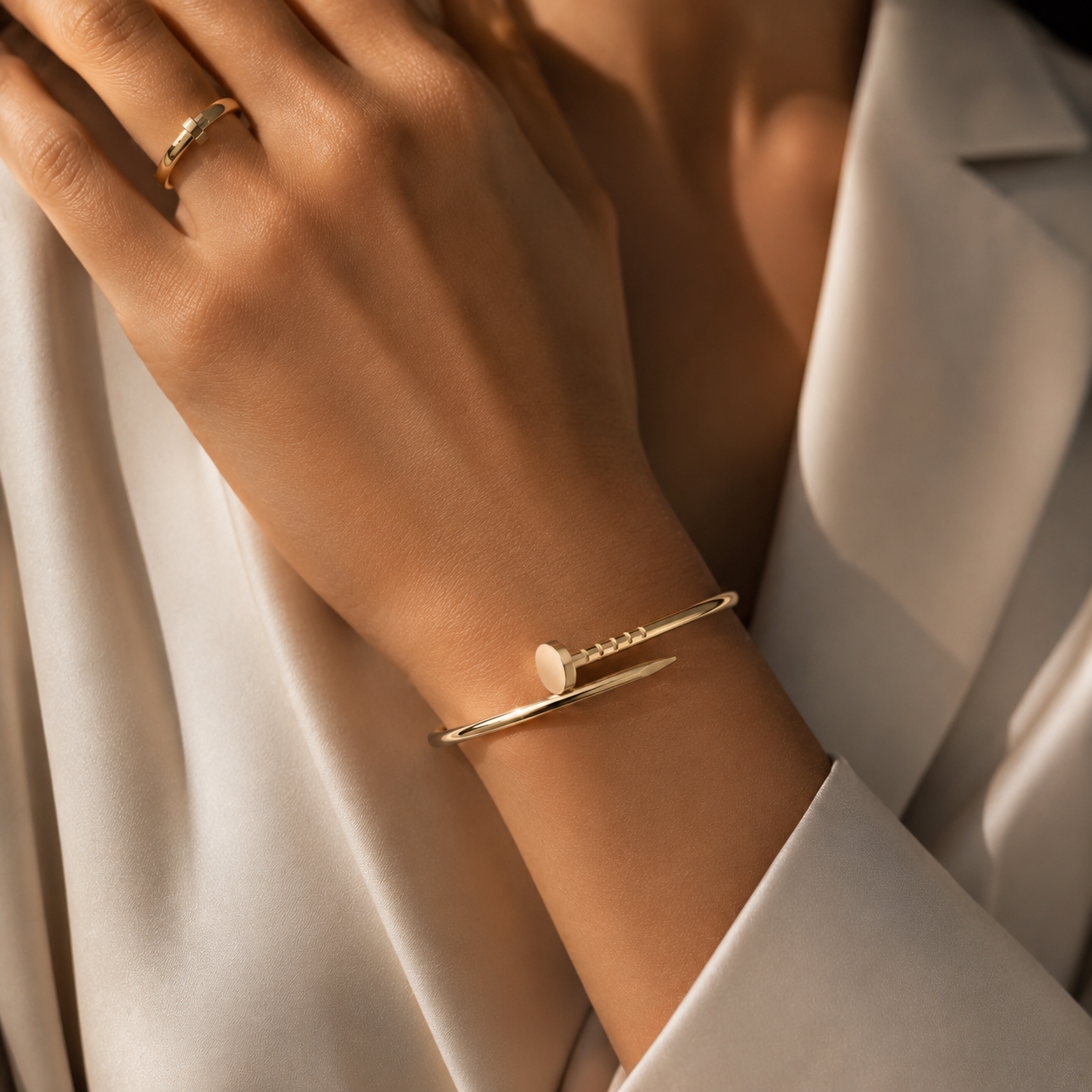 Gold on Gold Screw Bangle