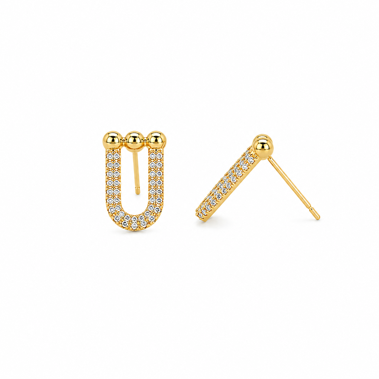Crystal U-Link Stud Earrings