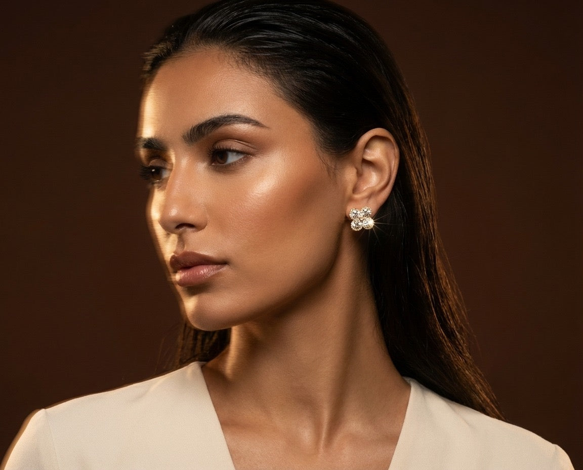 Crystal Flower Stud Earrings