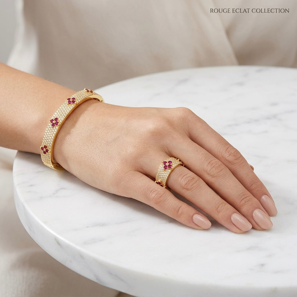 Fuchsia Fleur Pavé Ring