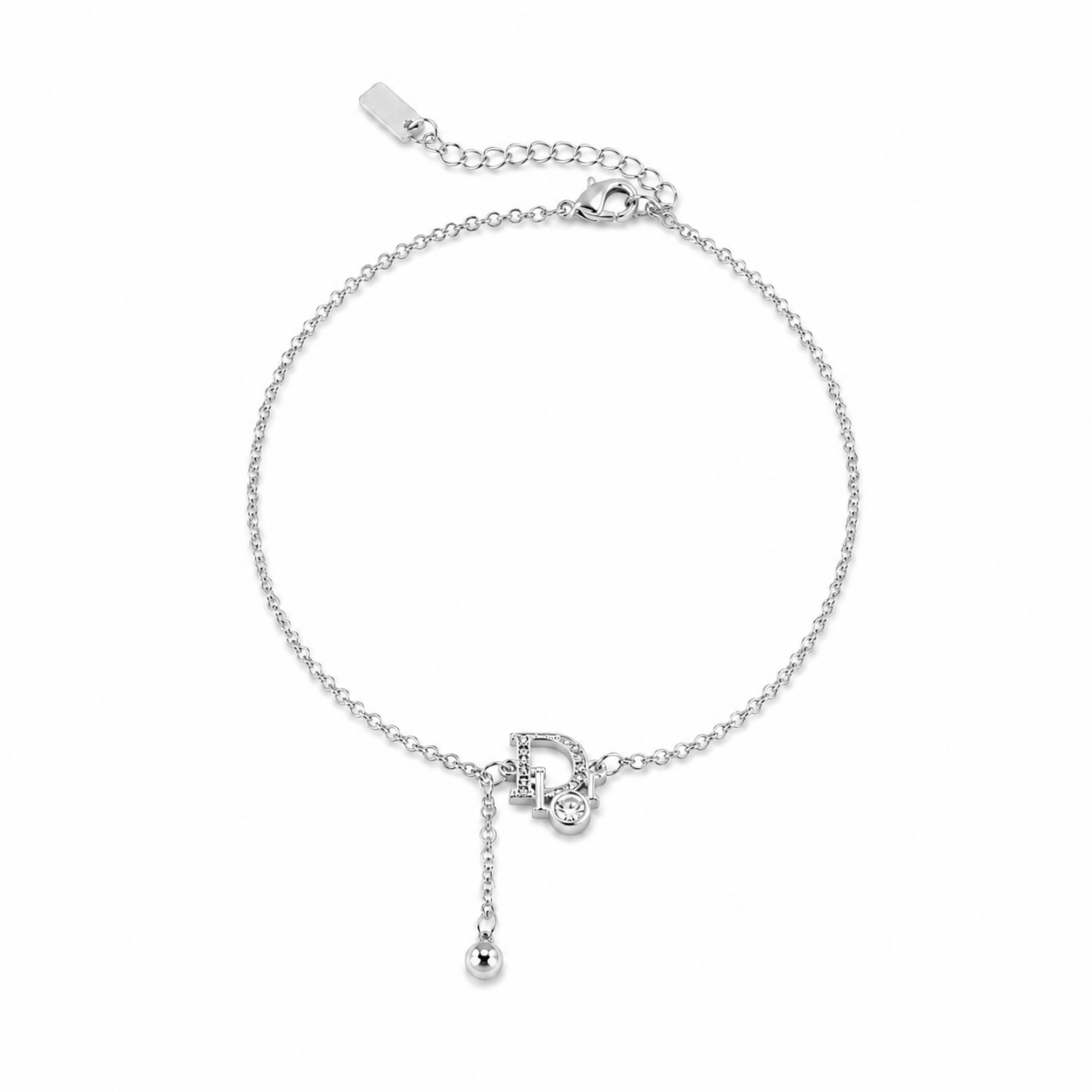 Silver Signature Drop Anklet