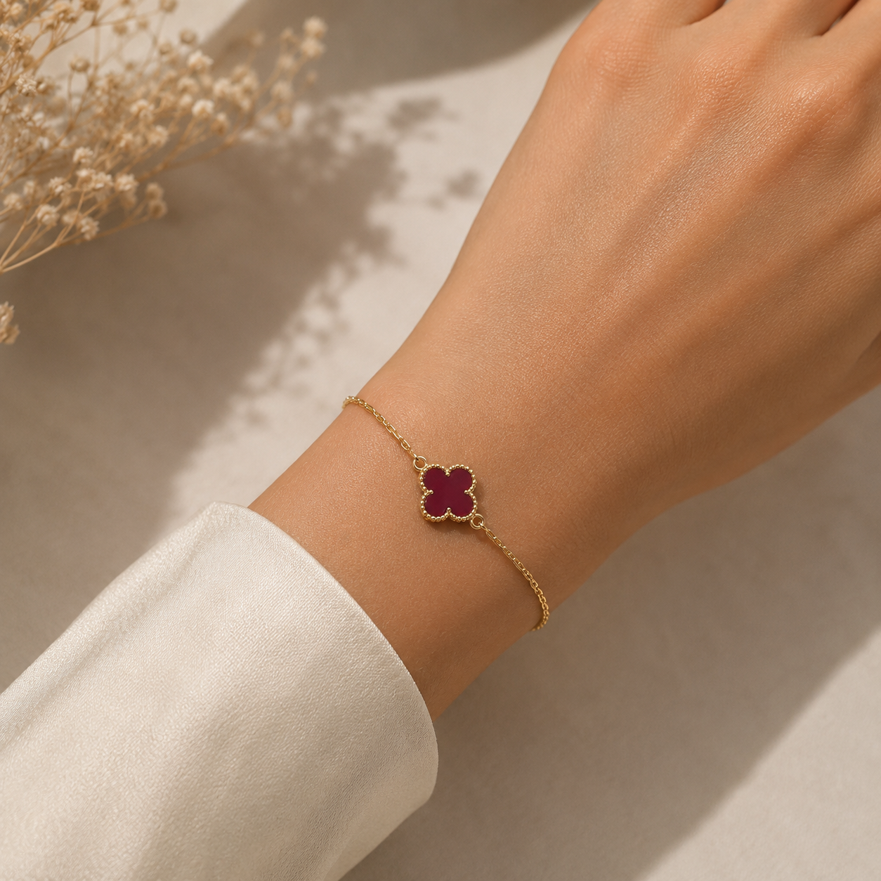 Maroon Clover Bracelet