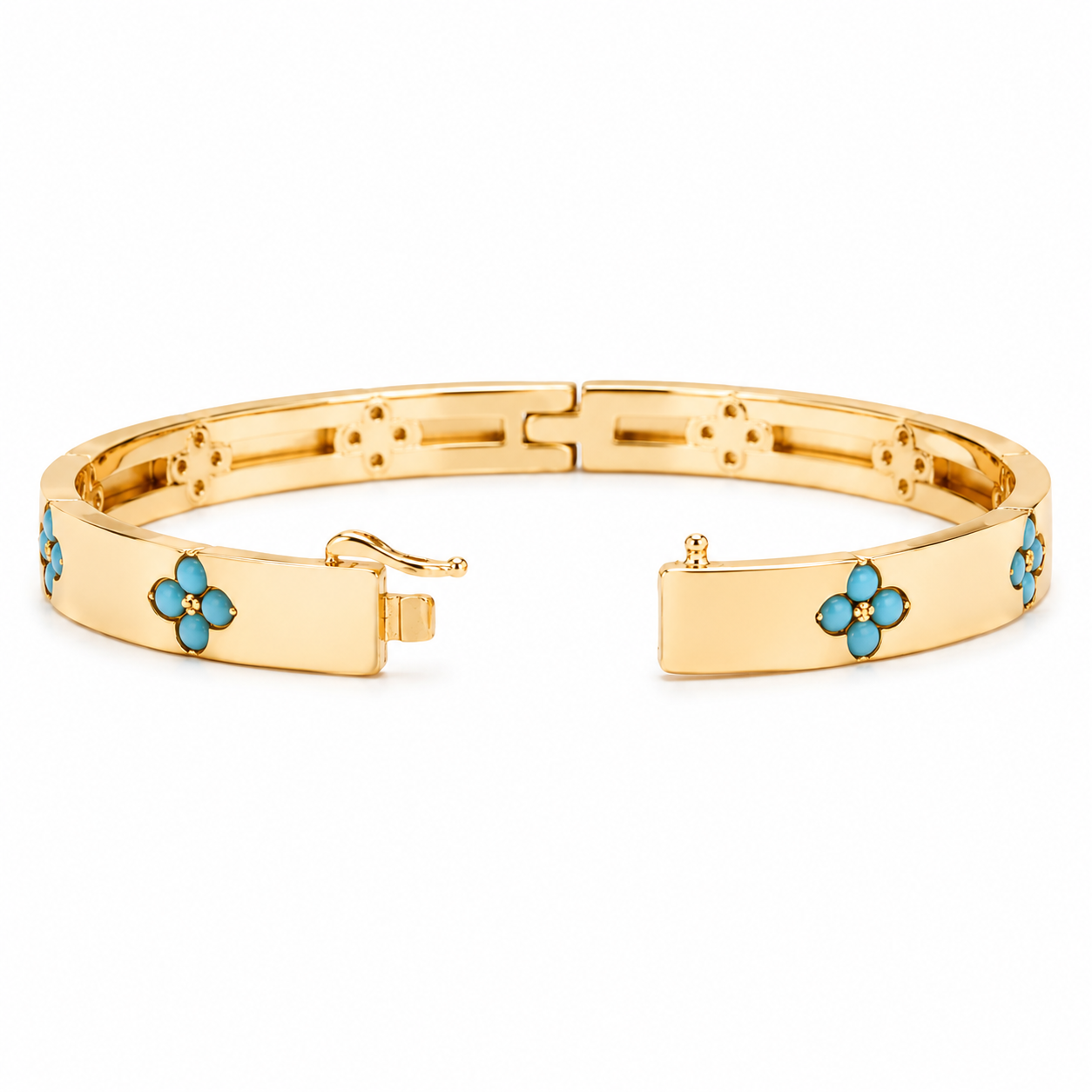 Turquoise Clover Gold Bangle