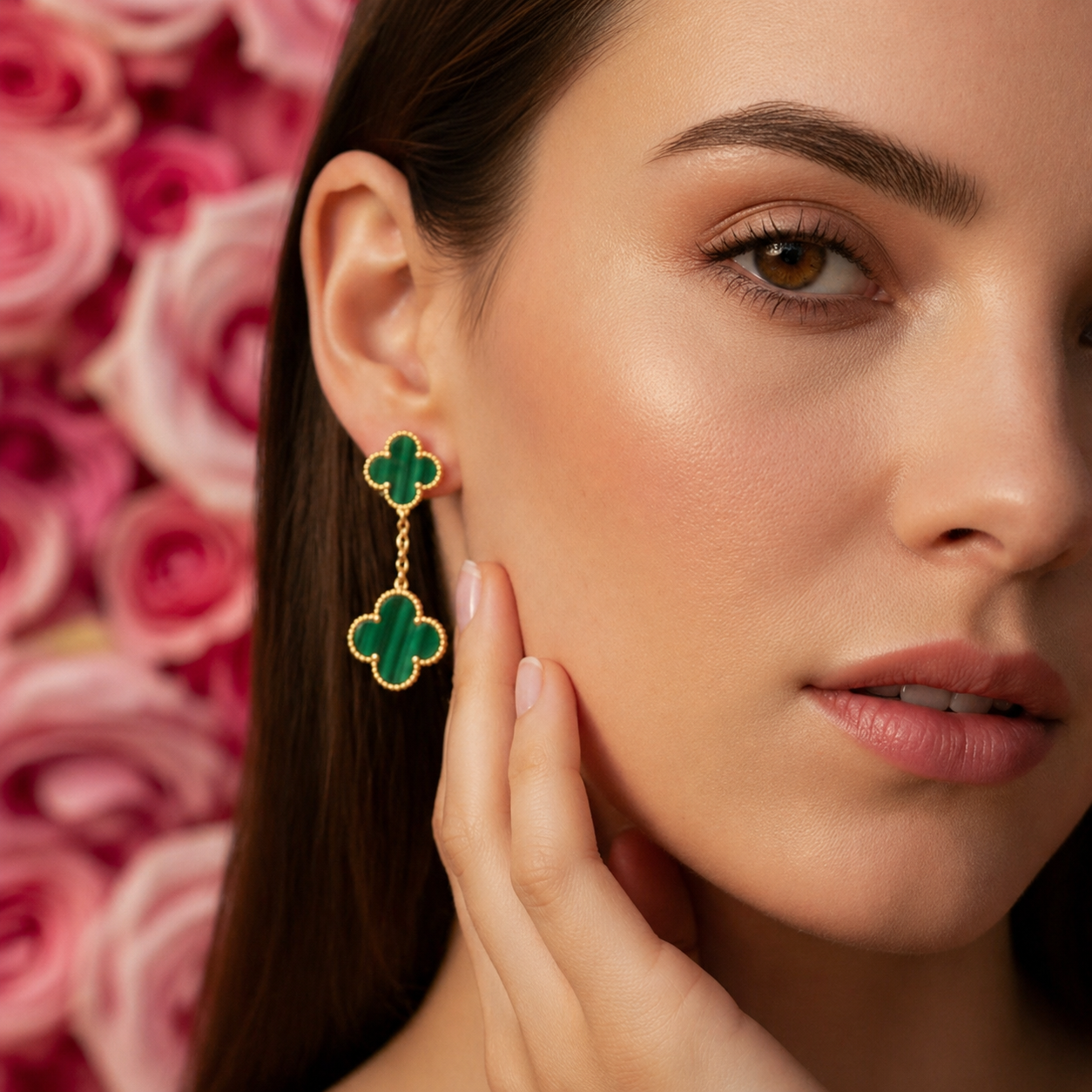 Emerald Clover Drop Earrings