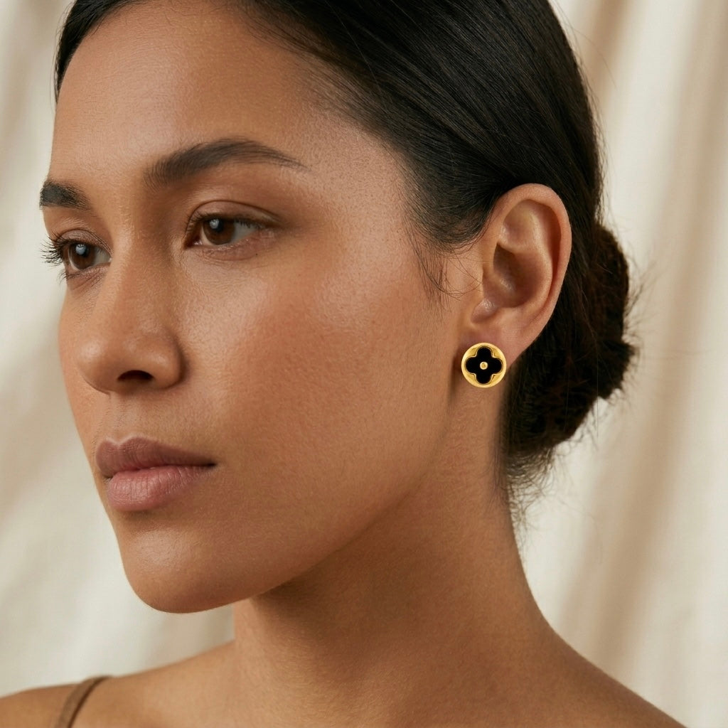 Midnight Clover Stud Earrings