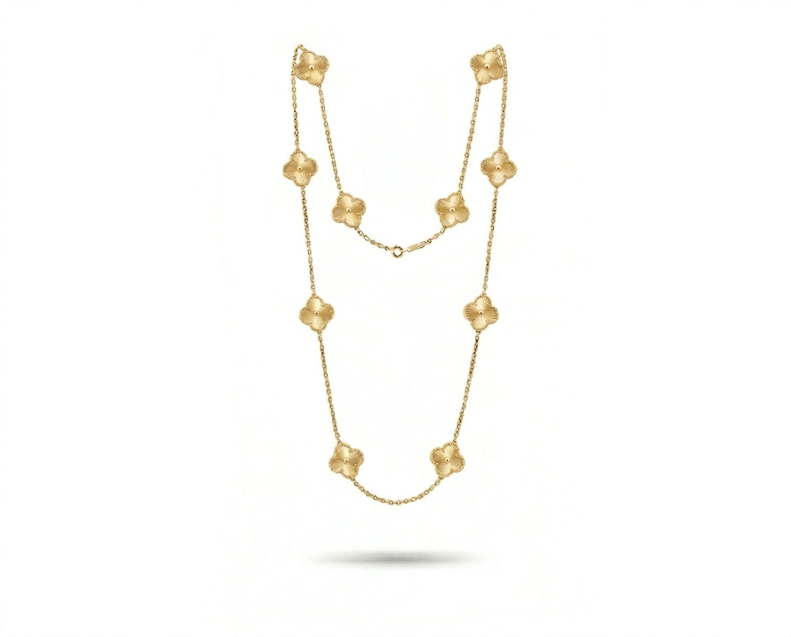Golden Clover Long Necklace 35”