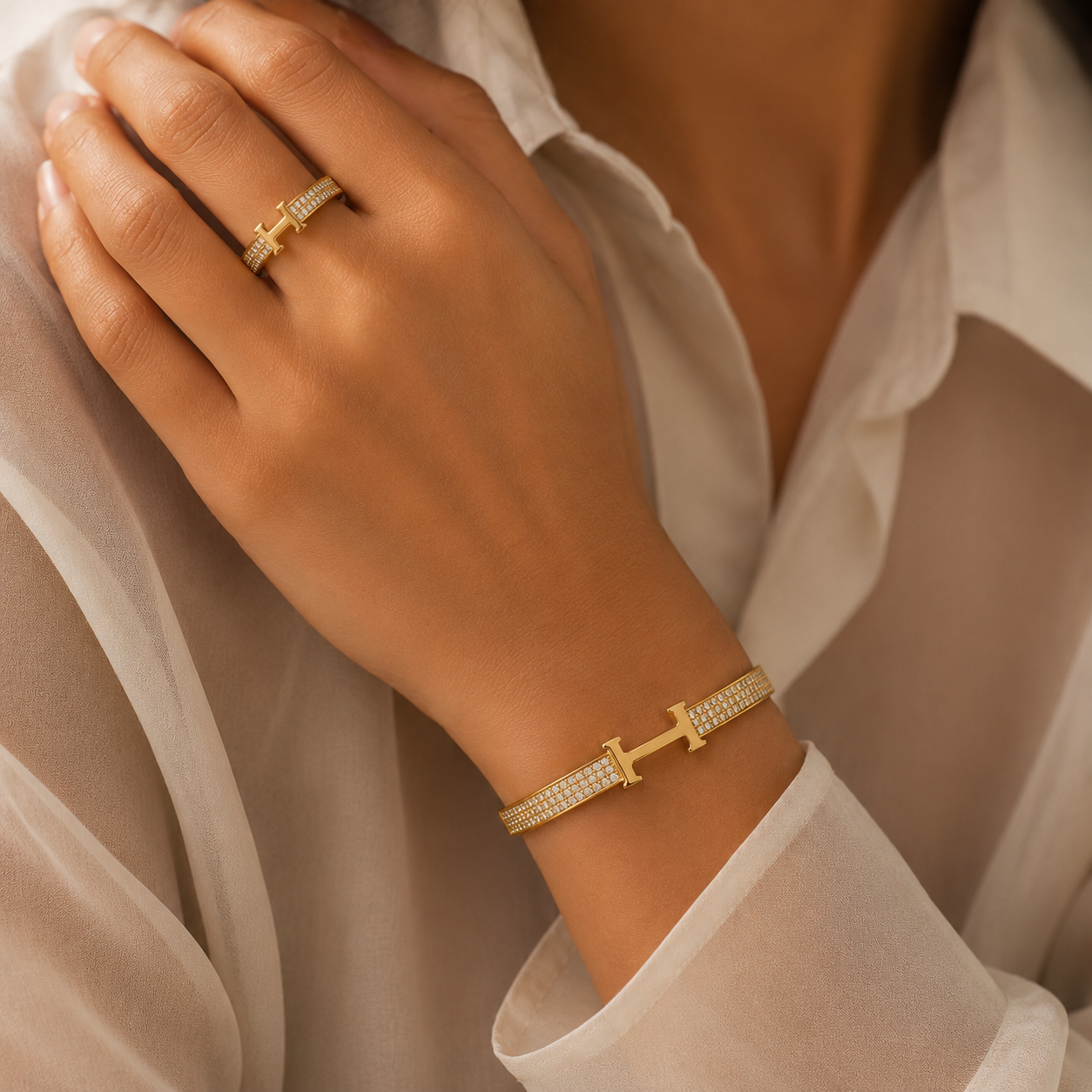 Golden Aura Bracelet with ring