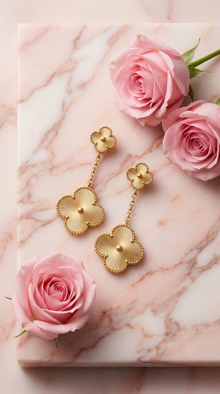 Gold Clover Drop Earrings