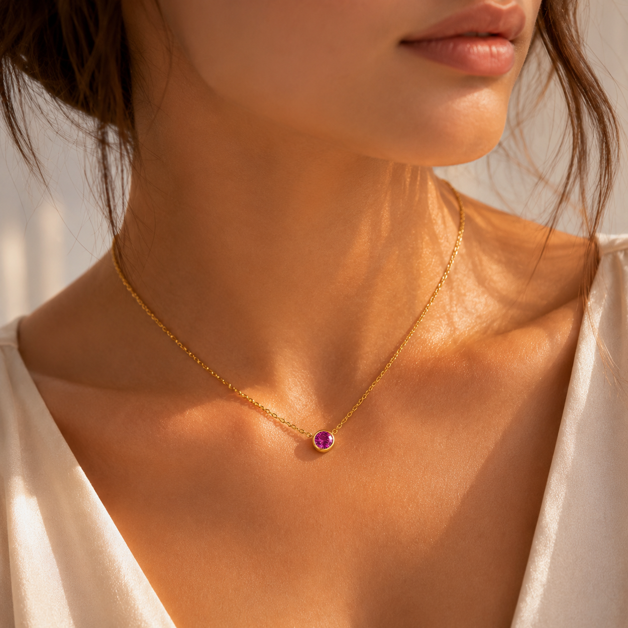 Ruby Solitaire Necklace