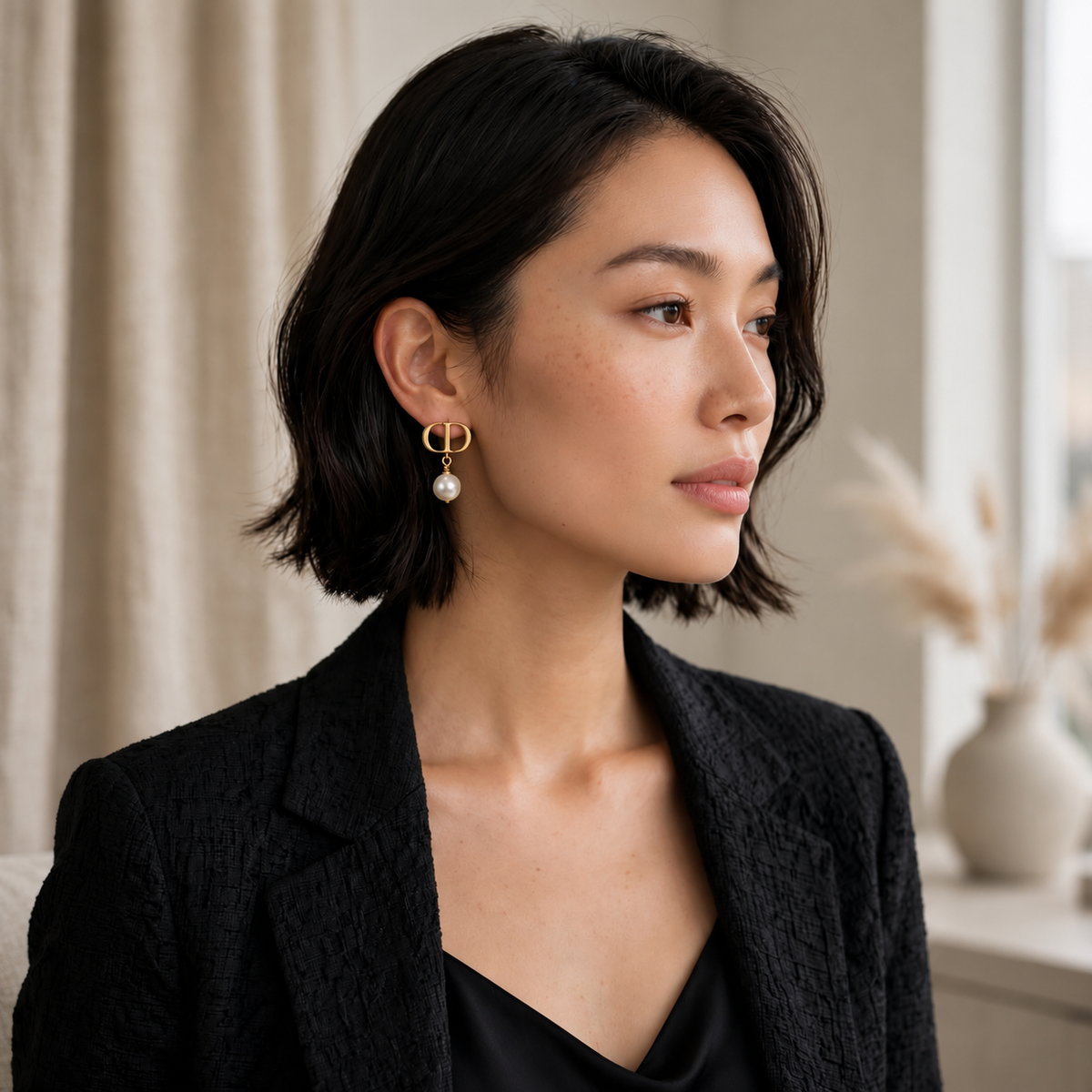 The Monogram Pearl Drop Earrings