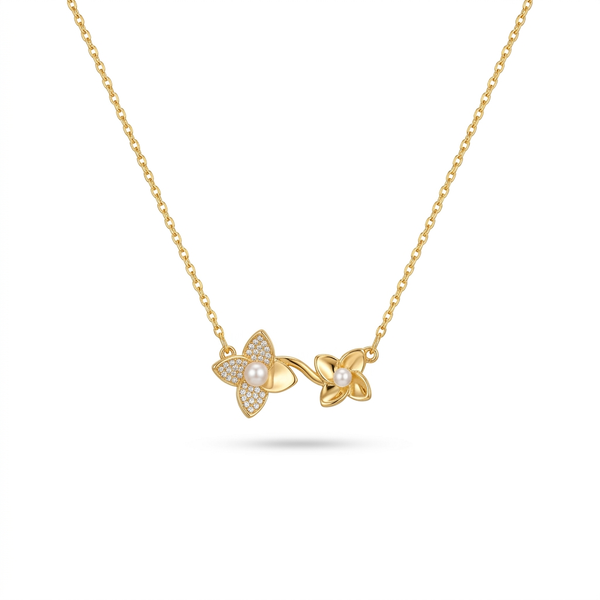 Double Flower Pendant Necklace