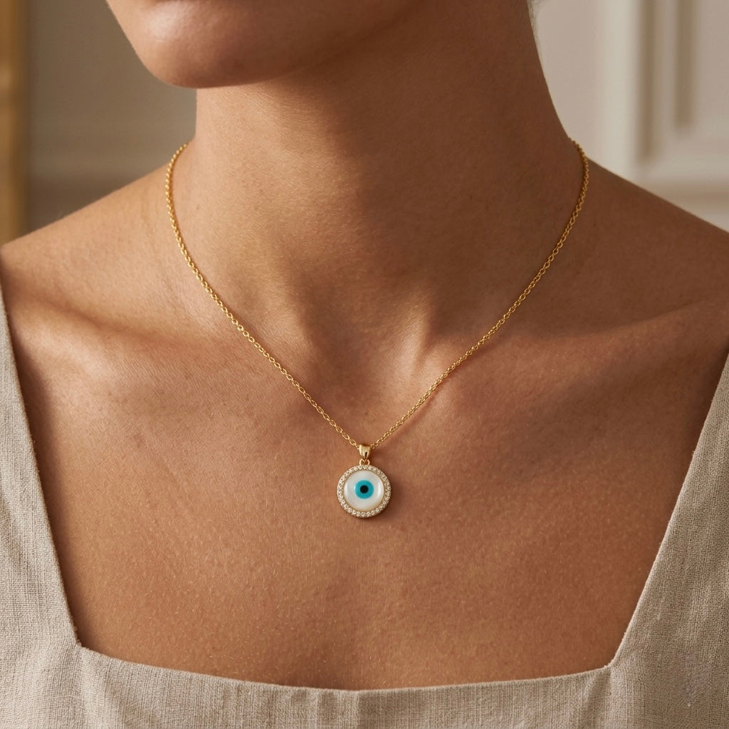 Luxe Evil Eye Medallion Necklace