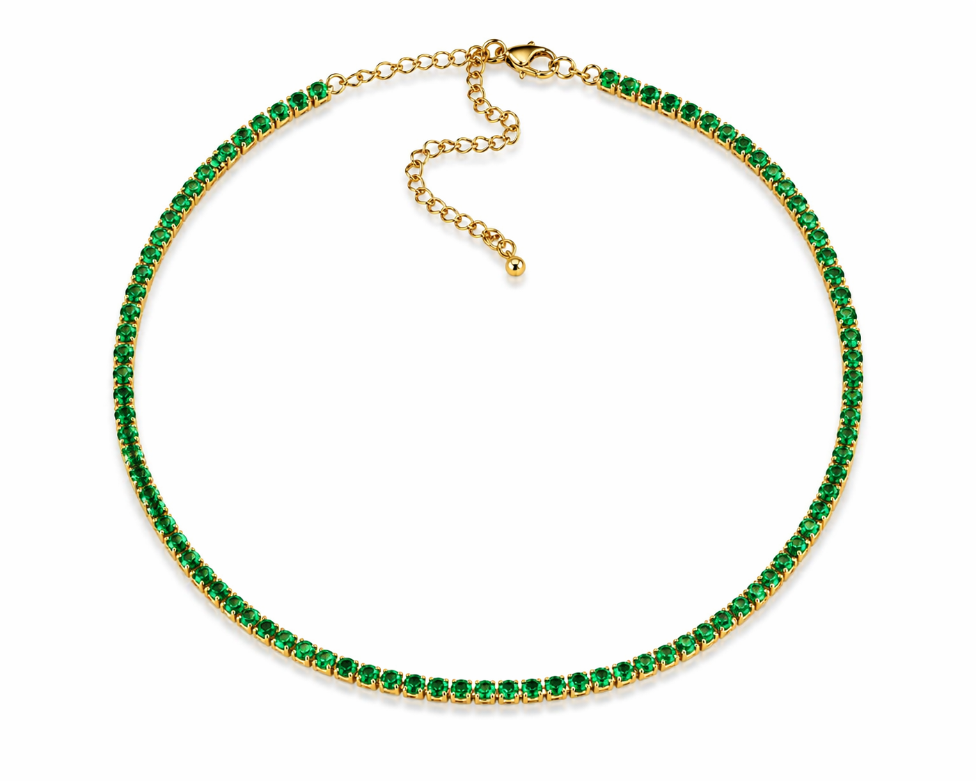 Emerald Crystal Gold Choker Necklace