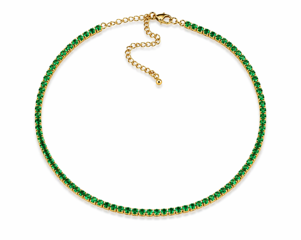 Emerald Crystal Gold Choker Necklace