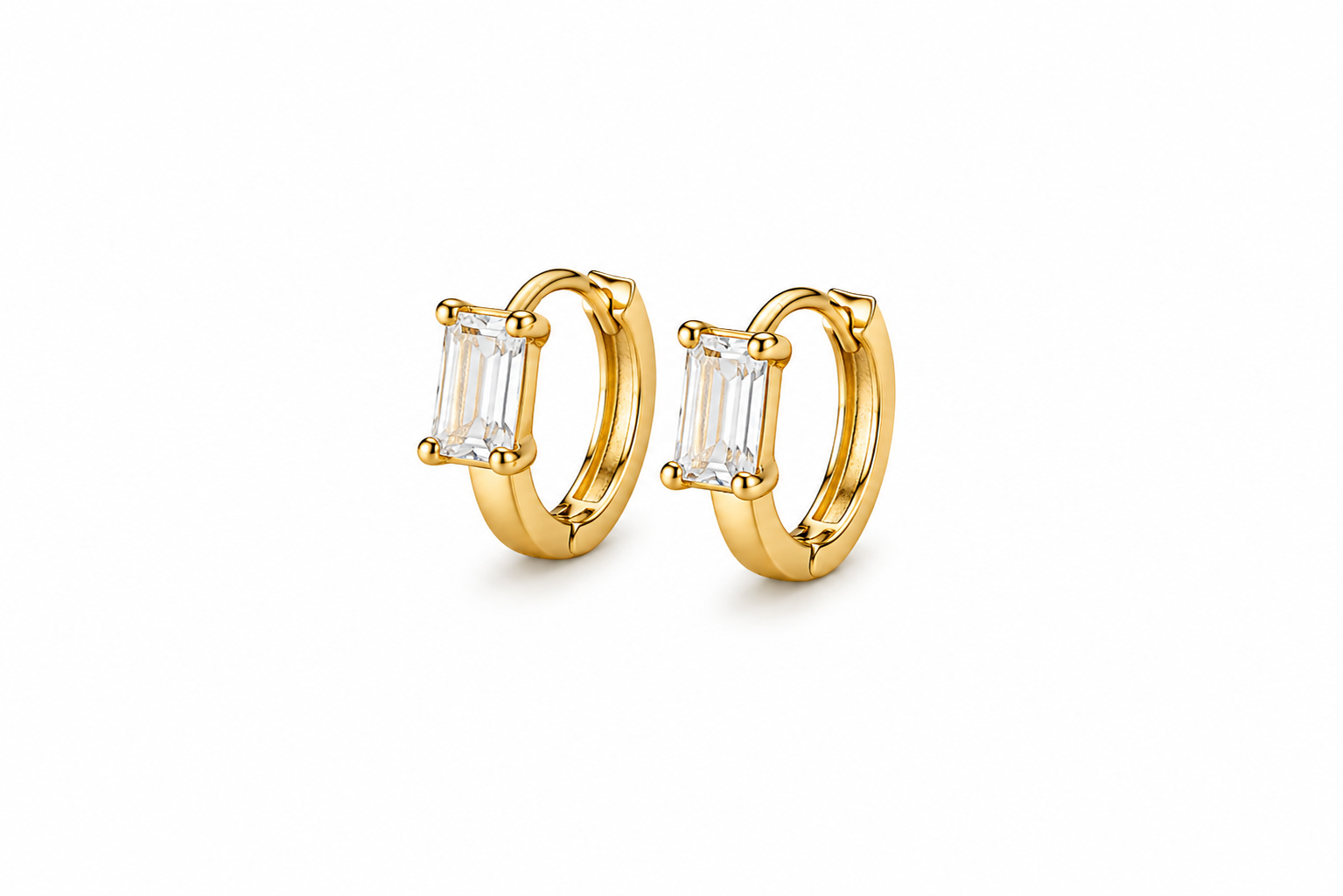 Lumière Emerald Cut Hoop Earrings