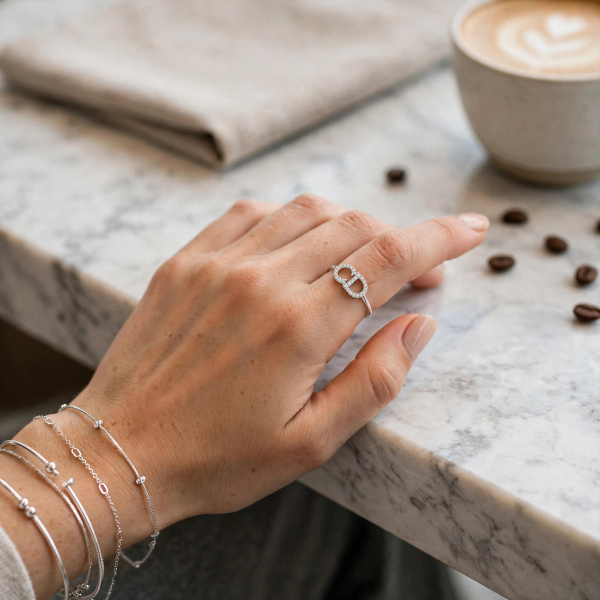 Silver CD Dainty Zircon Ring