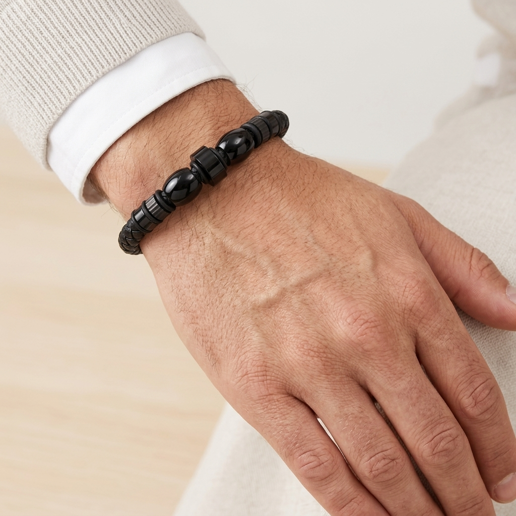 Obsidian Braided Men’s Bracelet