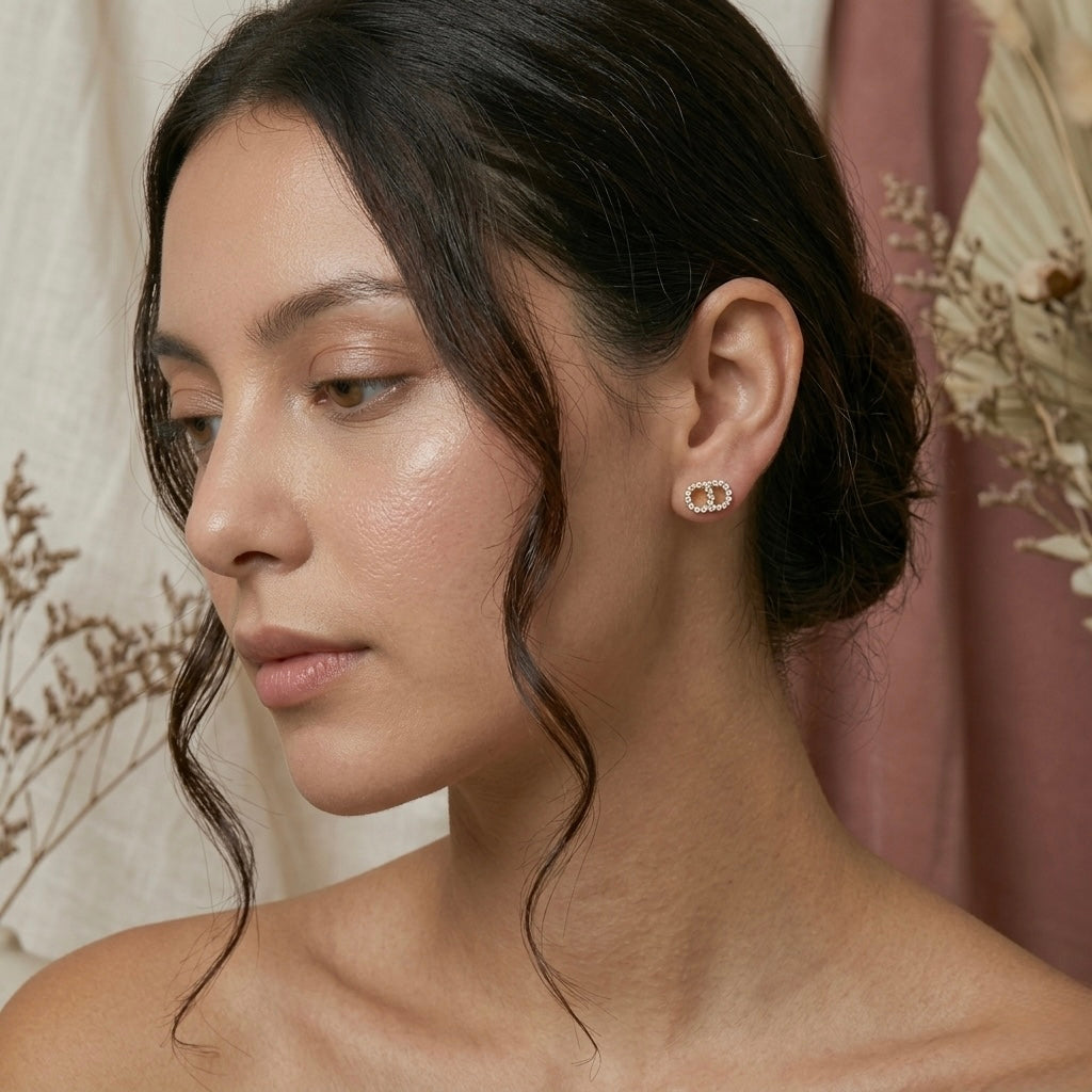 Luxury Zircon Link Stud Earrings