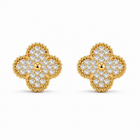 Four-Leaf Clover Zircon Stud Earrings