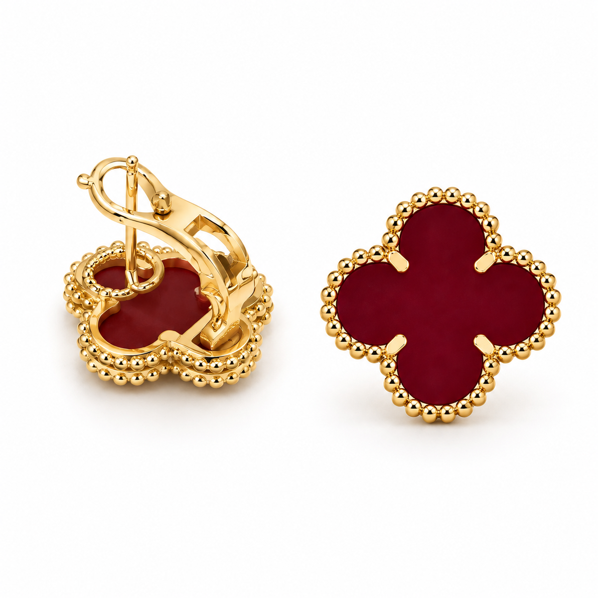 Luxe Clover Signature Earrings – Burgundy