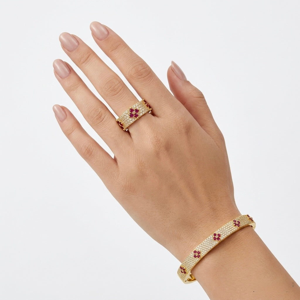 Fuchsia Fleur Pavé Bangle