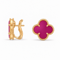 Fuchsia Clover Stud Earrings