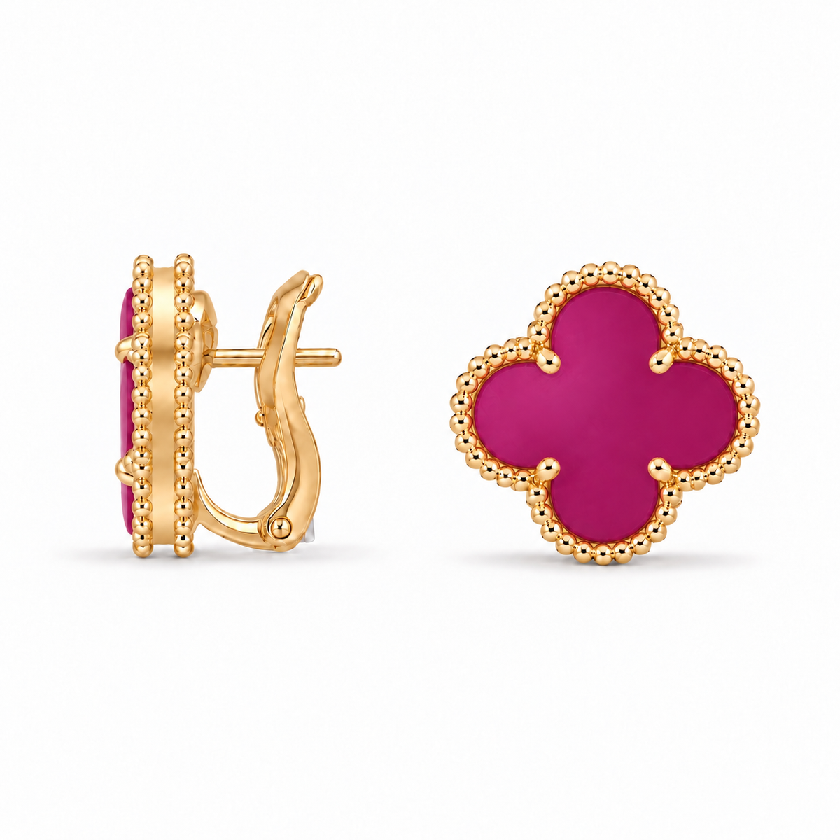 Fuchsia Clover Stud Earrings