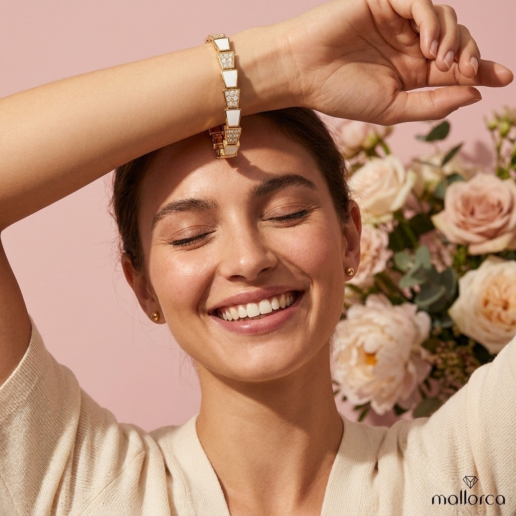 Luxe Pearl Crystal Open Bangle