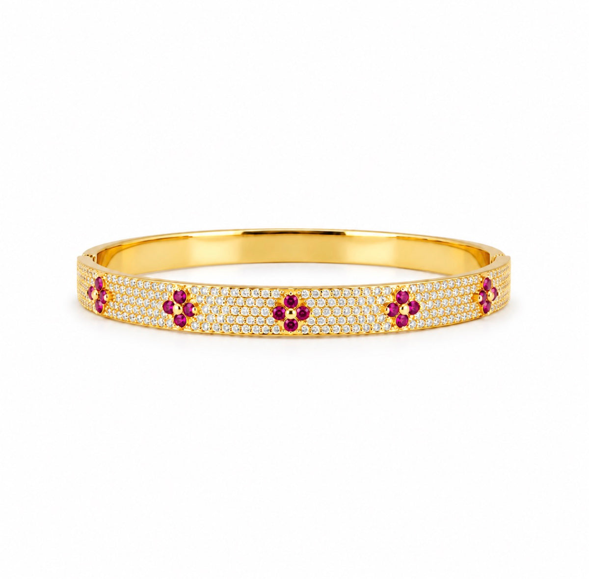 Fuchsia Fleur Pavé Bangle