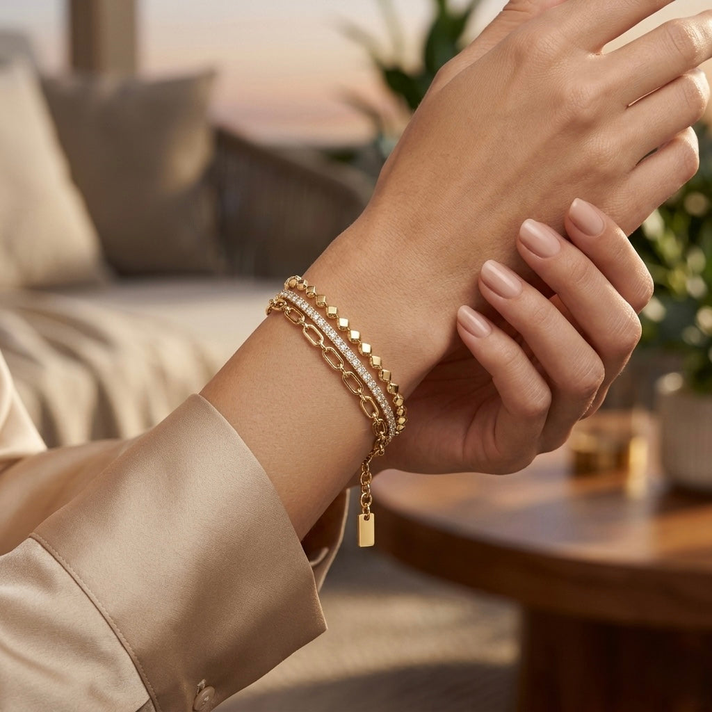 Luxe Layered Crystal Gold Bracelet