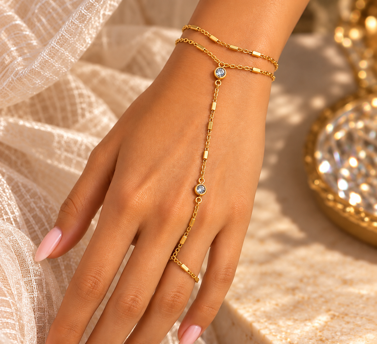 Celeste Double Crystal Hand Chain