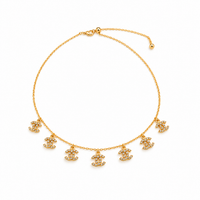Golden Icon Crystal Charm Choker