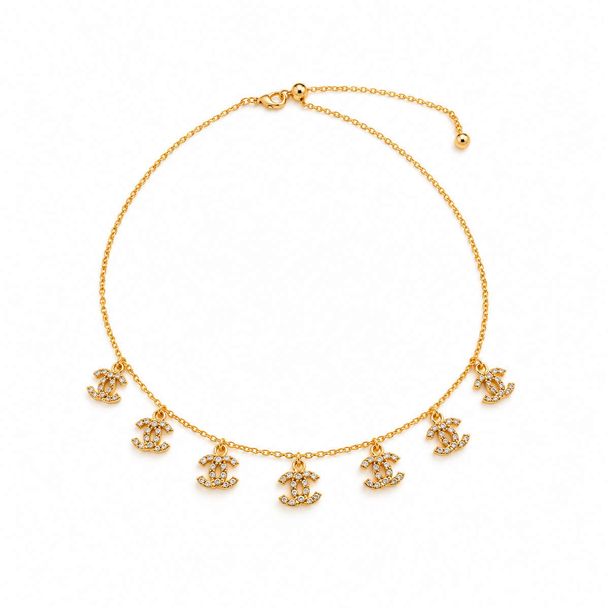 Golden Icon Crystal Charm Choker