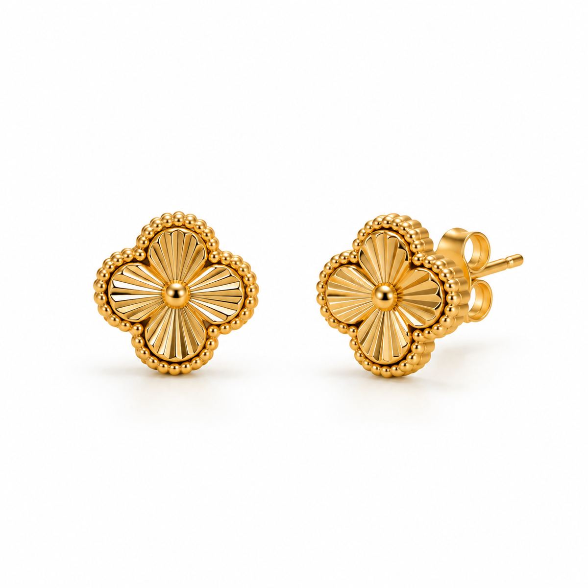 Golden Clover Charm Necklace & Earring Set