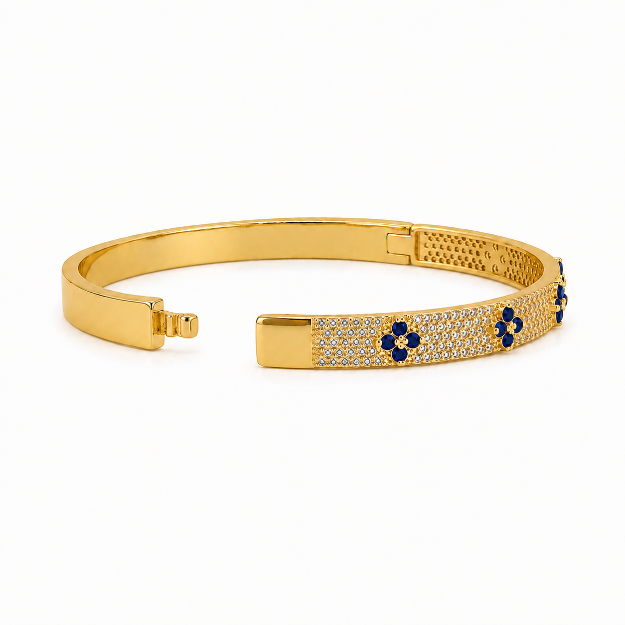 Navy Fleur Pavé Bangle