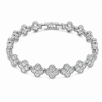 Silver Clover Crystal Bracelet