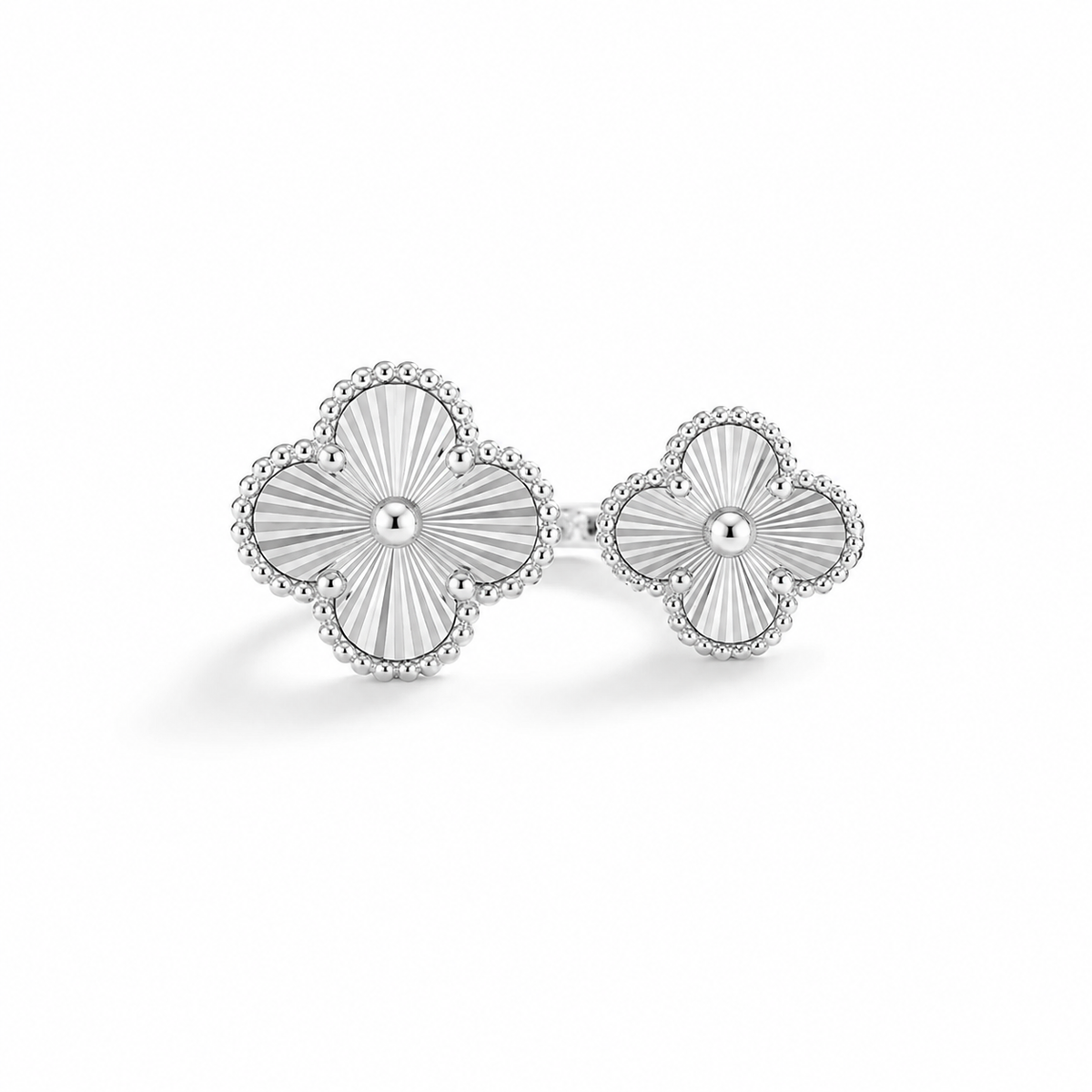 Silver Clover Duo Ring