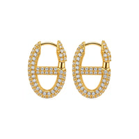 Elara Pavé Oval Hoop Earrings