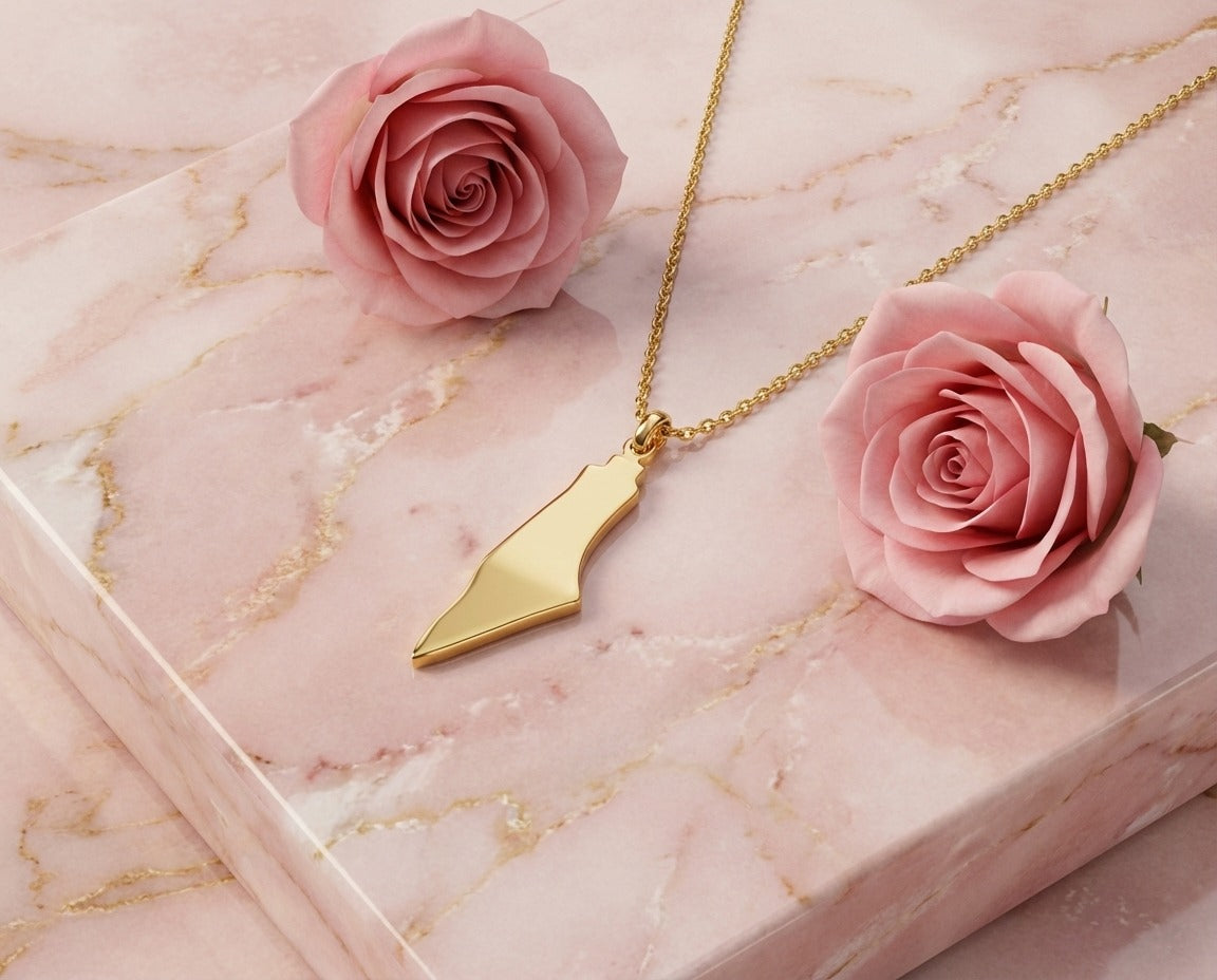 Palestine Map Gold Necklace