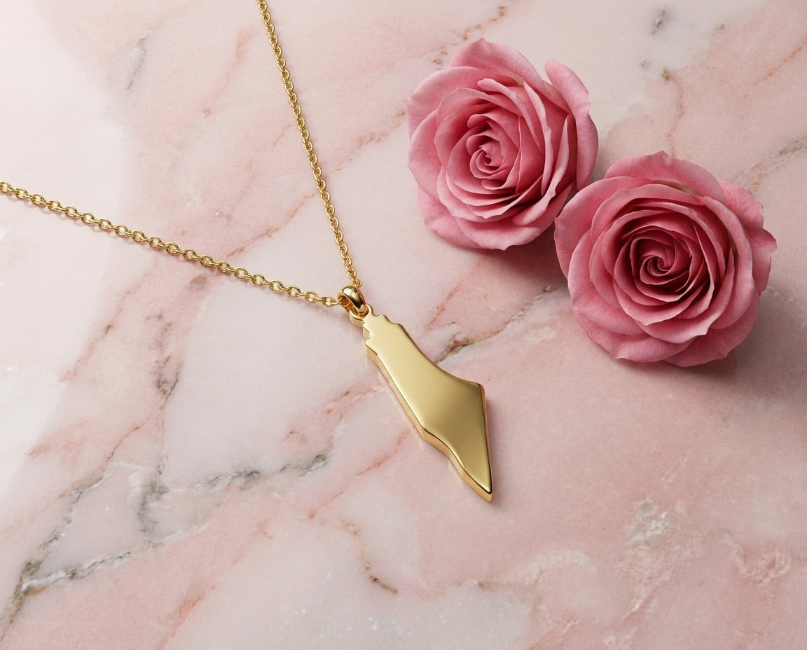 Palestine Map Gold Necklace