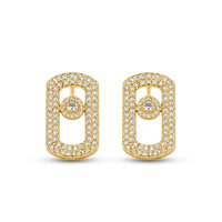 Crystal Rectangular Link Stud Earrings