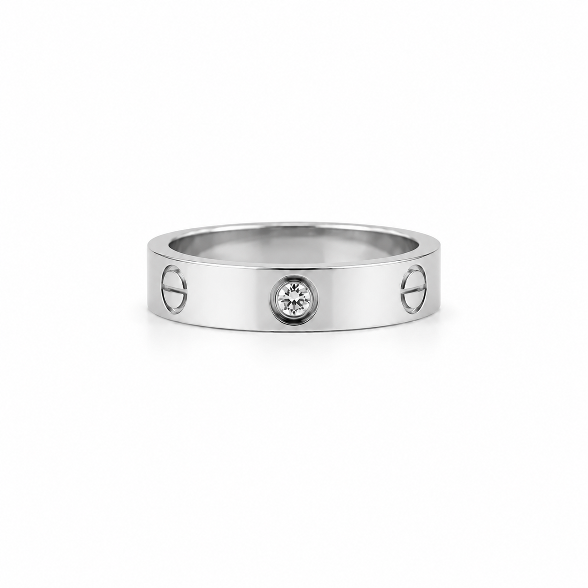 Silver Diamond Screw Ring