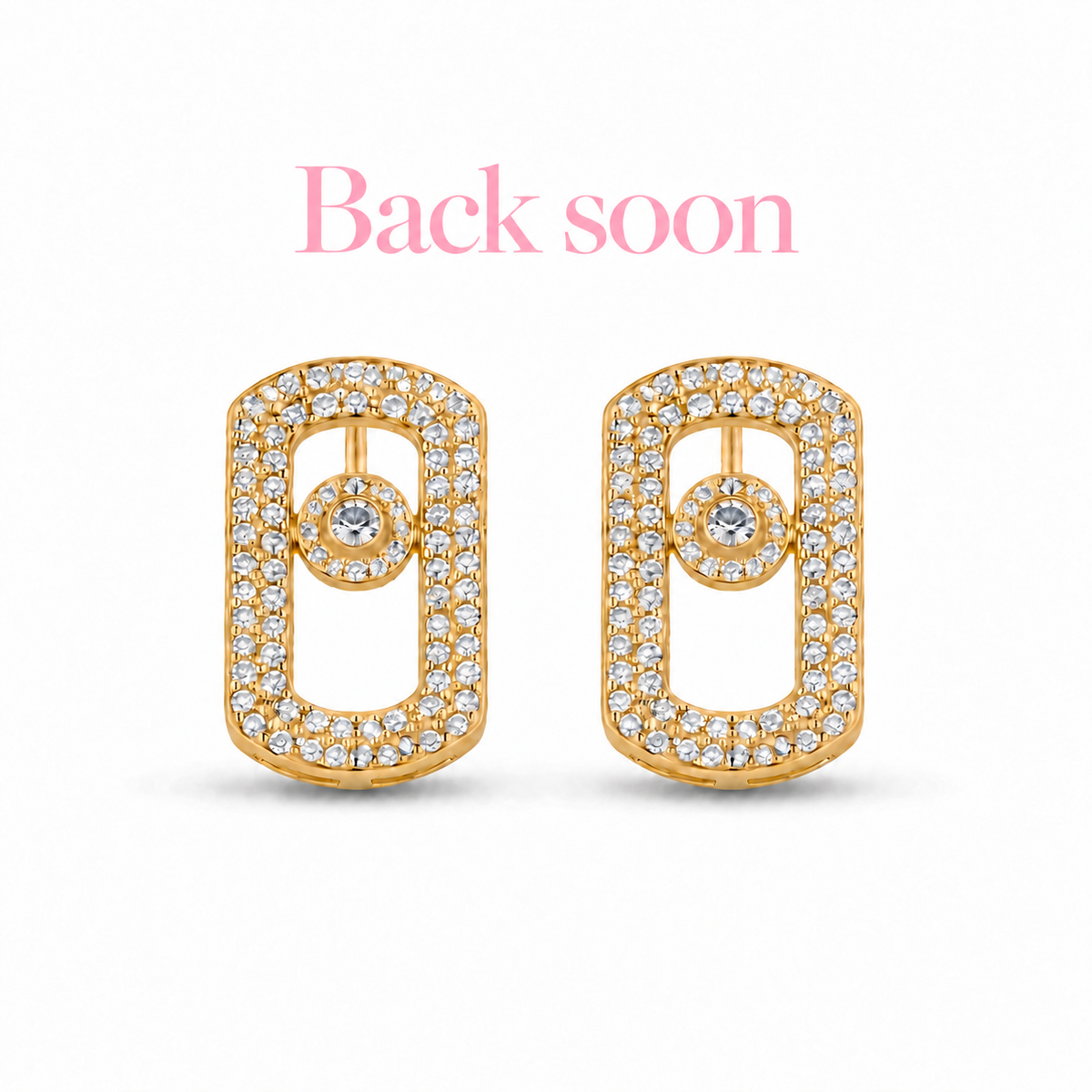 Crystal Rectangular Link Stud Earrings