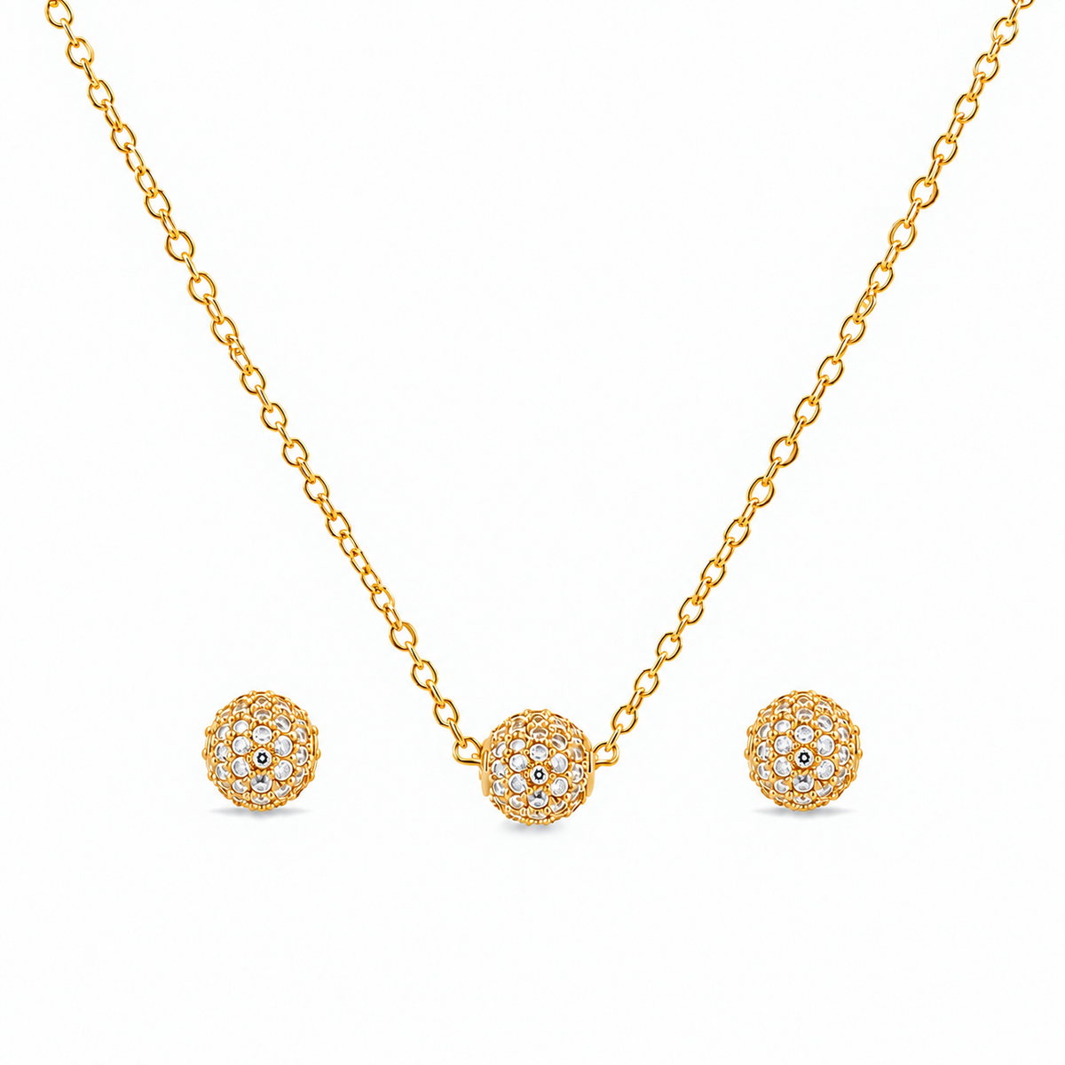 Radiant Pave Ball Jewelry Set