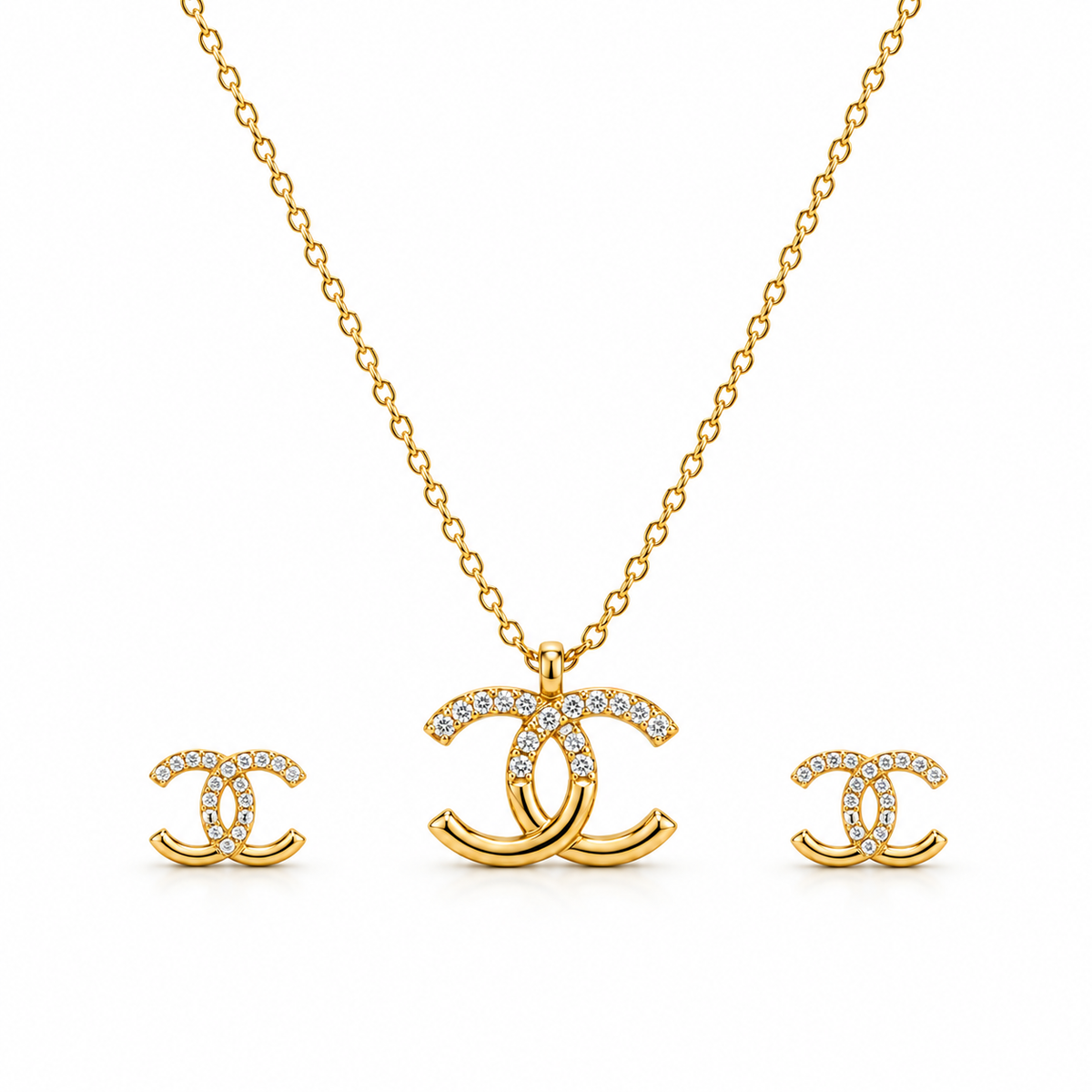 Luxe Interlocking Monogram Necklace & Earring Set